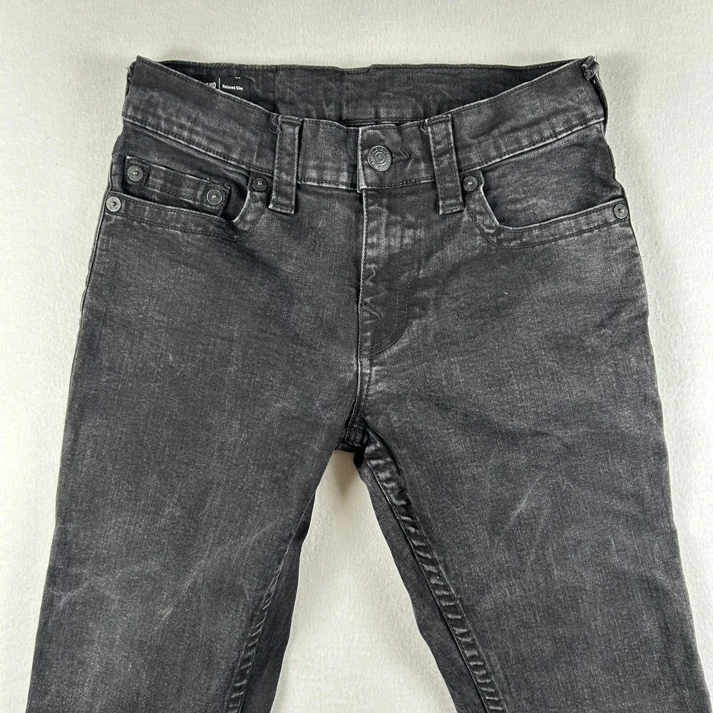 True Religion Geno Relaxed Slim Jeans Mens 29x30 Charcoal Gray Denim Tapered
